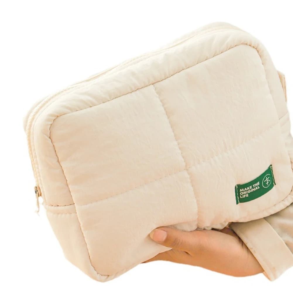 Borsa per il Trucco Trapuntata da Donna, Organizer Cosmetico Estetico, Pochette Morbida Impermeabile, Borsa da Viaggio per Esterni