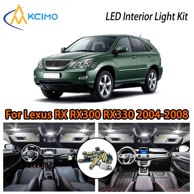 For Lexus RX RX300 RX330 RX350 RX400h 2004-2008 LED Interior Lights, Super Bright Two Colors, Easy Install Car Atmosphere Lamp