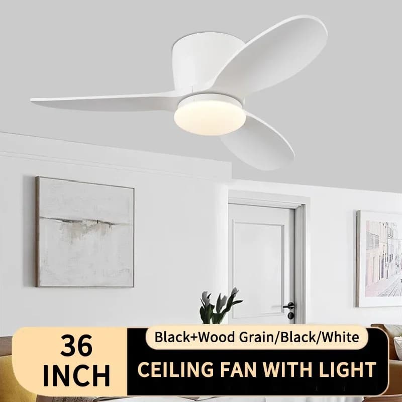 Ventilatore da soffitto moderno da 36 pollici a pavimento basso con telecomando, soggiorno, camera da letto, sala da pranzo, lampada a sospensione con ventilatore da soffitto