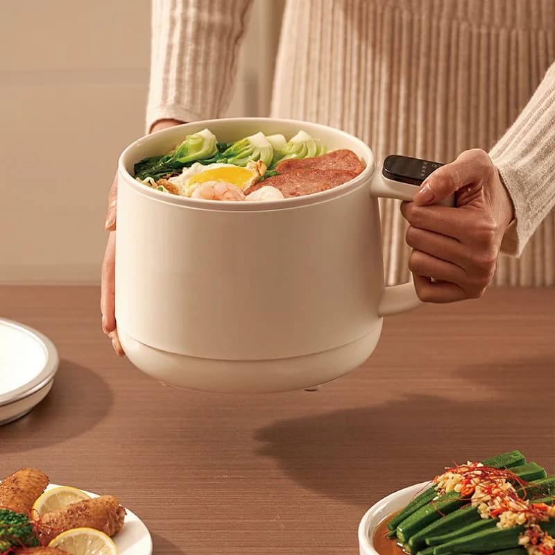 1.2L Multifunction Electric Pentola, Dormitory Noodles Pentola, Hot Pot, Home Anti-Aide, Cuociriso con Predisposition 24h, 500W