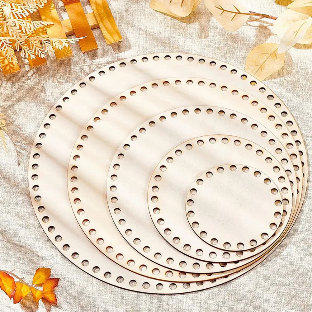 Set di 5 Fondi in Legno per Cestini, Base Rotonda in Legno Premium per Borse Fai-da-Te, Accessori per Creazione di Borse e Borsette