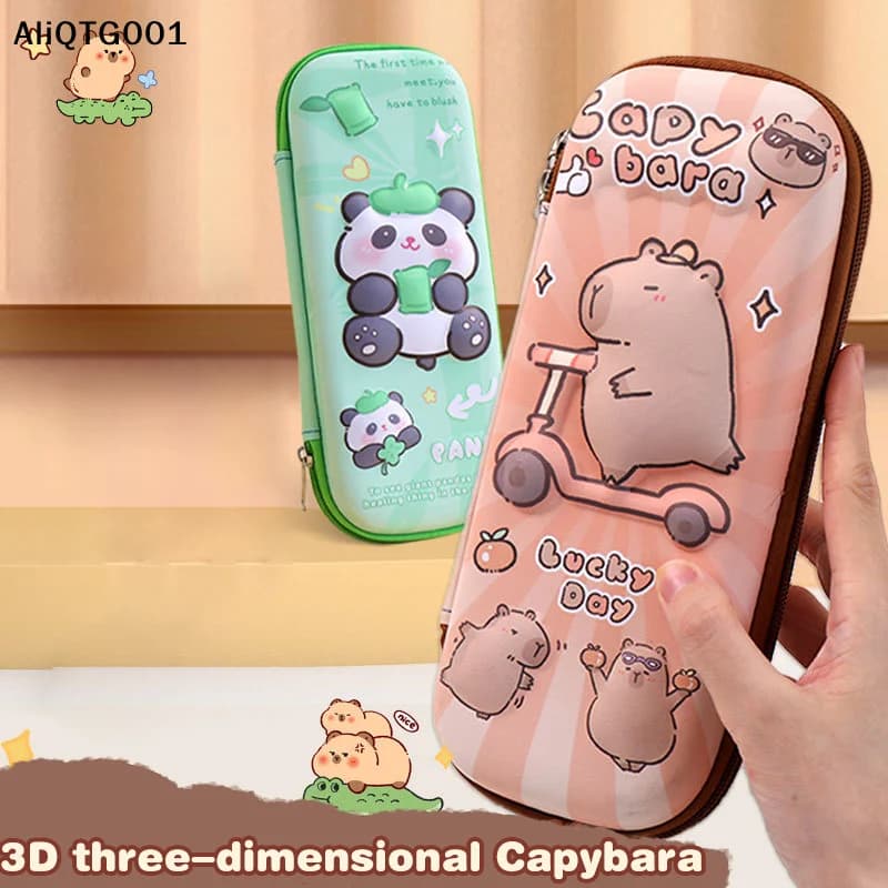 Astuccio 3D a forma di capibara per studenti, impermeabile, grande capacità, multifunzionale, portapenne, articoli scolastici, cancelleria