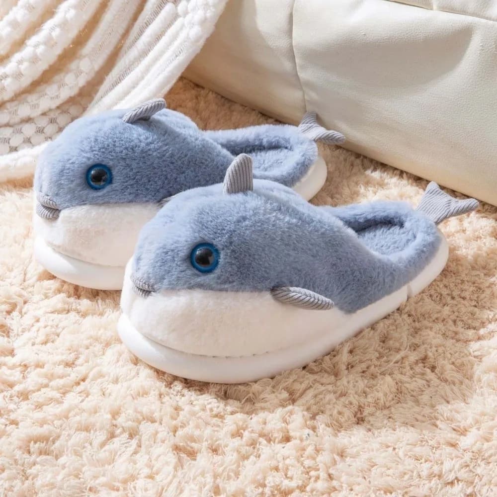 Balena Squalo Delfino Slippers Winter Shoes Plush slides Mocassini Winter Slippers Animals Non-slip Hot Fur Slippers