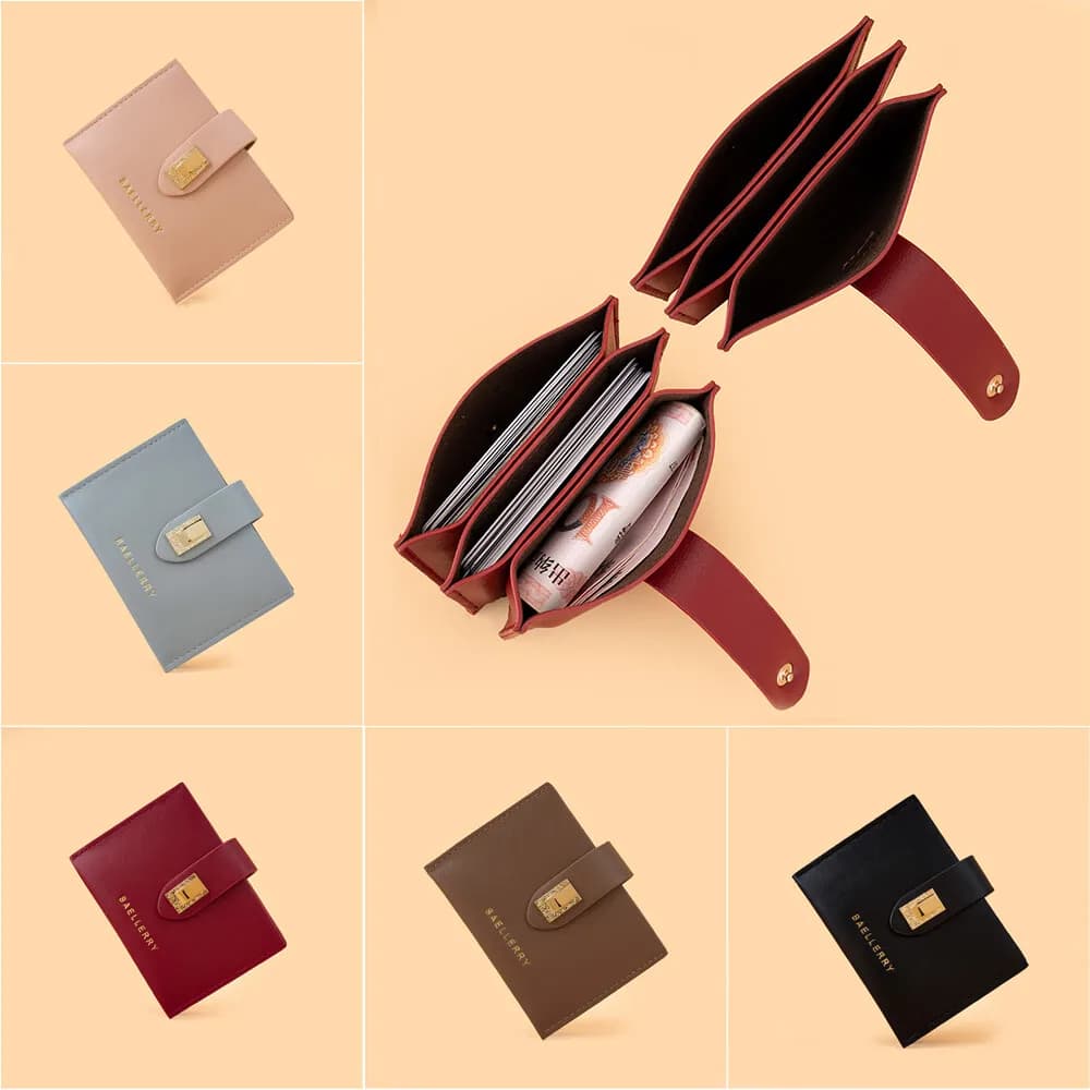 Porta carte di credito ID Porta carte da donna alla moda Custodia sottile in pelle PU Custodia da tasca Borsa Portafoglio per donna Donna