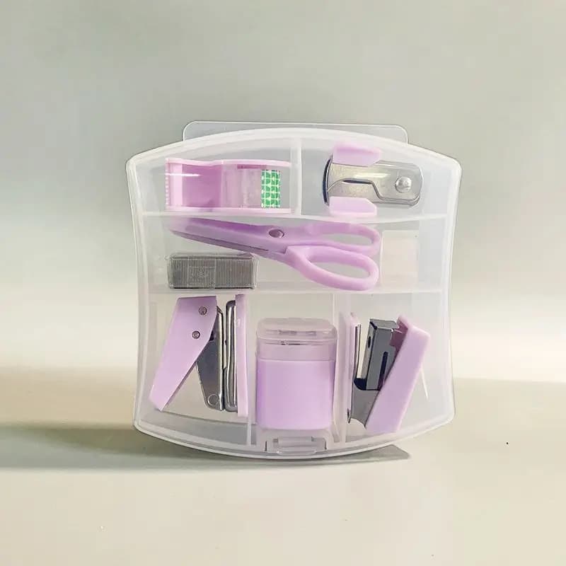8 pz/set Dispenser di nastro per sollevatore di graffette per perforatore portatile forbici per portamatite con nastro piccolo e 500 #10 graffette Mini ufficio