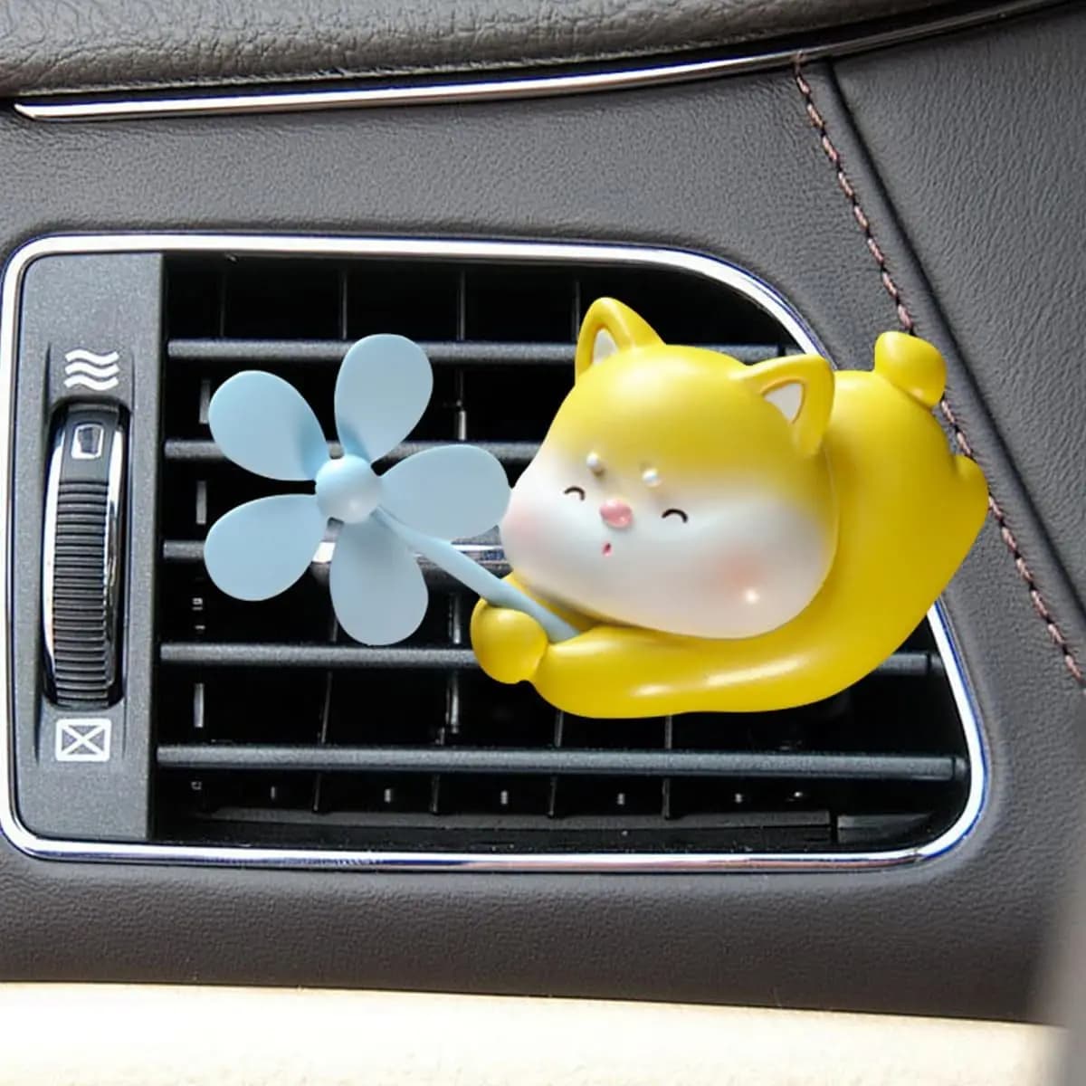 Car deodorant vent clip with cute duck, air outlet clip for automotive resin dashboard, car perfume with rotating windmill