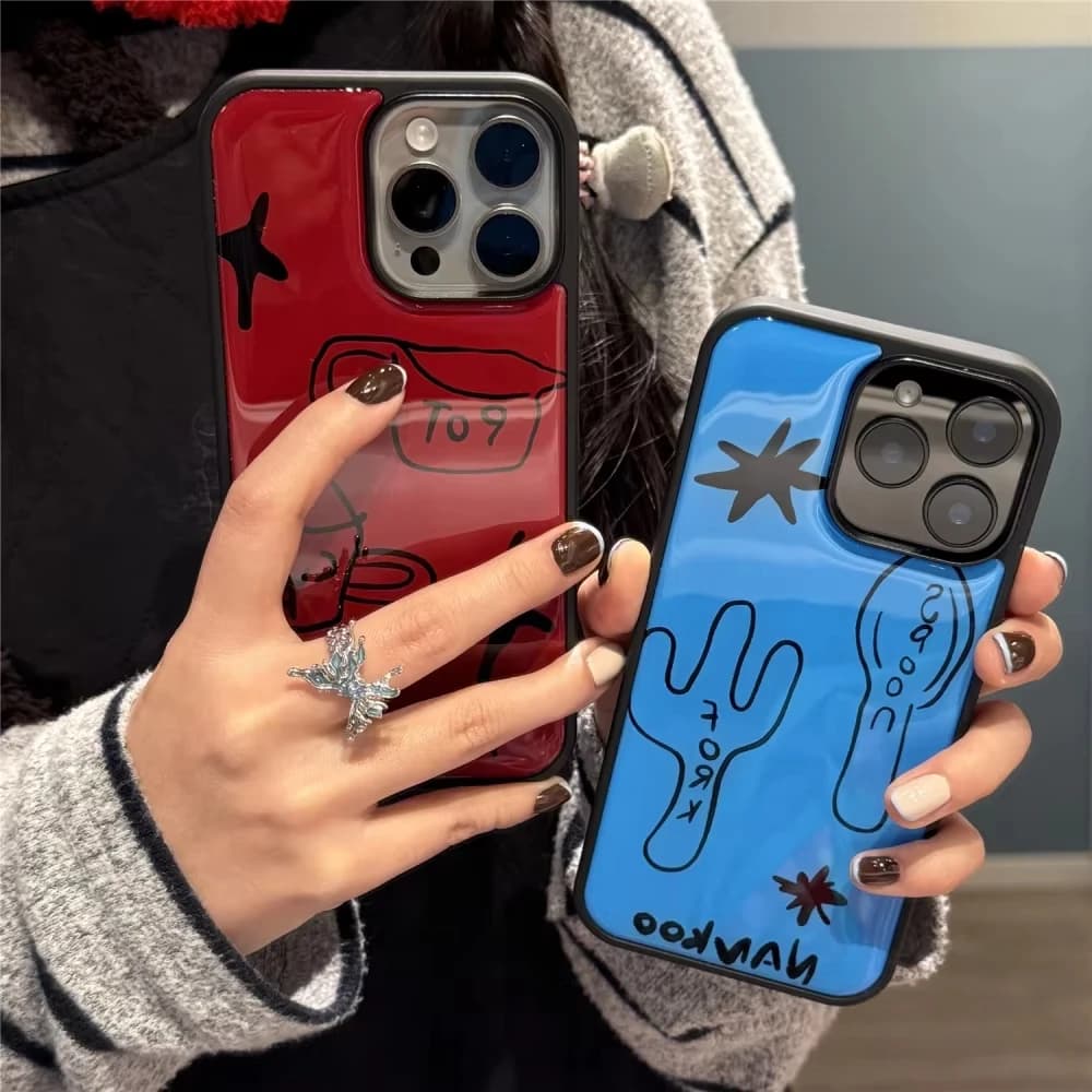 Custodia per telefono con stoviglie Graffiti divertenti e carini per iPhone 17 Air 16 Pro Max 15 14 Plus 13 12 11 Pro Cover posteriore in silicone antiurto