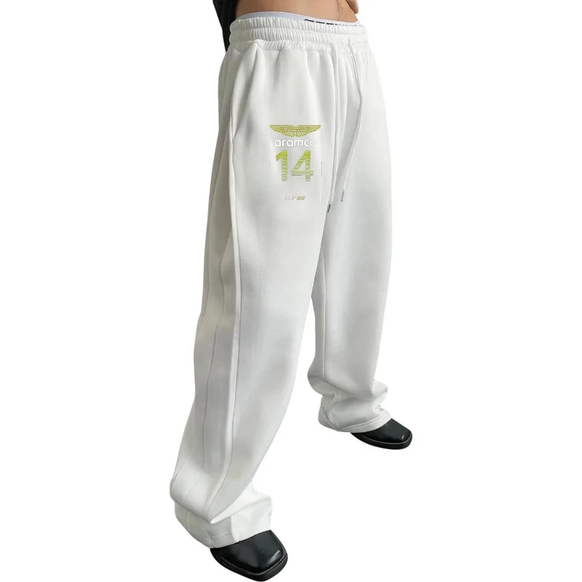 Pantaloni da corsa neri da uomo, stampa Martin bianca, abbigliamento sportivo casual, pantaloni con elastico in vita, pantaloni casual per tutti i giorni, Aston Mar