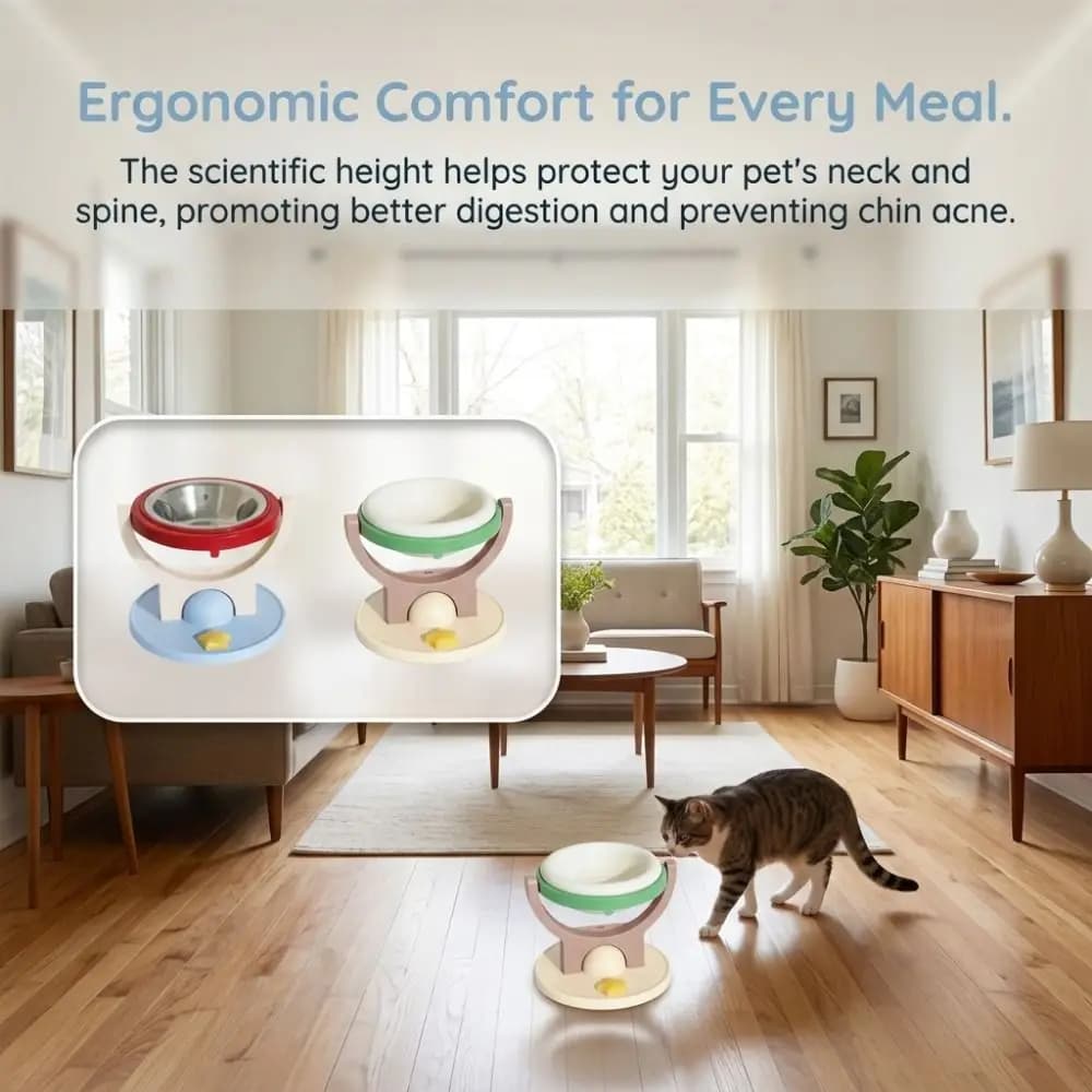 Creative Adjustable Angle Cat Bowl Non-Slip Ceramic Water Food Bowl Stable Multifunction Pet Bowl Dog
