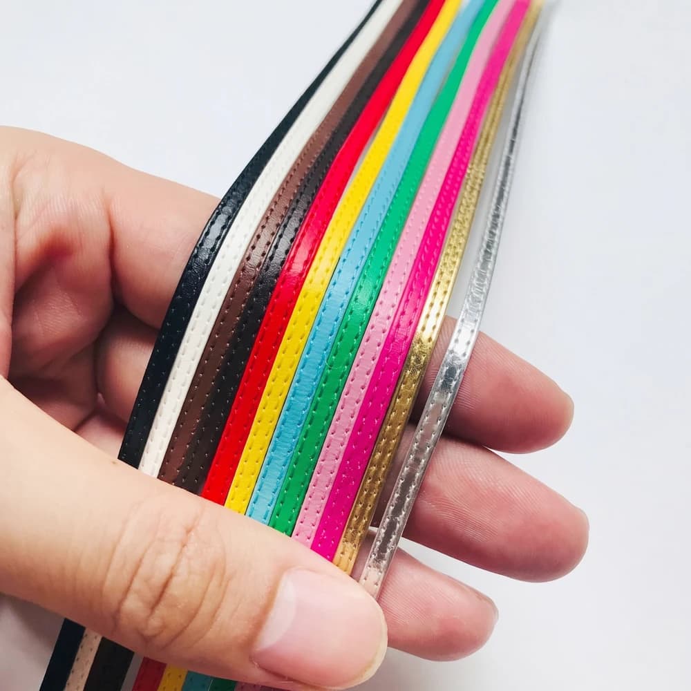 2M 5mm Width Mini Doll Bags Strap Stitched PU Leather Strips Ribbon for DIY Bracelet Miniature Dolls Purse Belt Craft Making