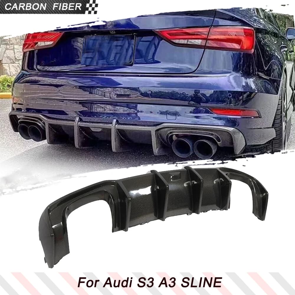 Fibra di carbonio/FRP Auto Paraurti Posteriore Diffusore Lip Spoiler Per Audi A3 Sline S3 Berlina 8V.5 2017-2020 Auto Paraurti Posteriore guardia Body Kit