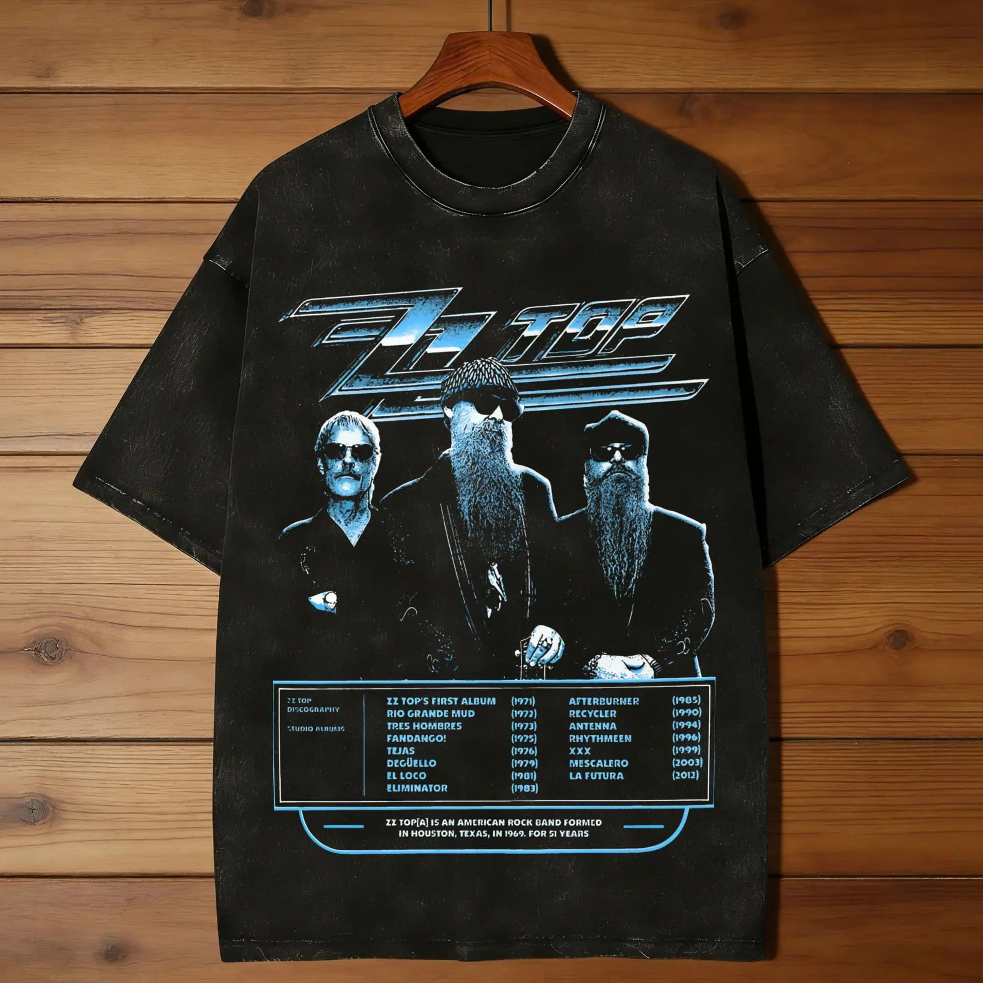 T-shirt Uomo Donna ZZ Top Band Lavata, Magliette Estive alla Moda, Vintage Personalizzabile Fai da Te, Abbigliamento in Cotone Taglie Forti