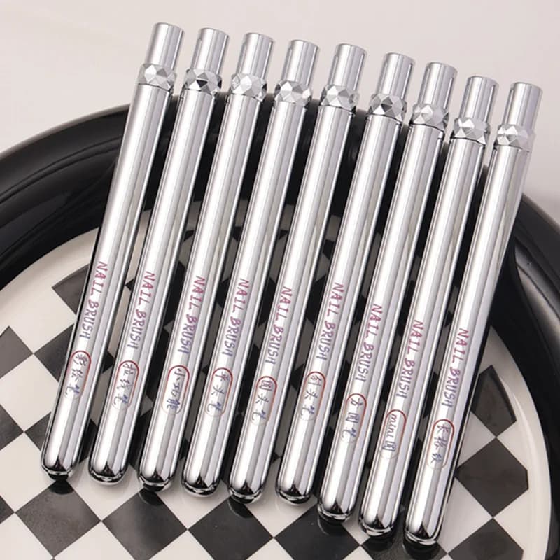 1/2 Pezzi Pennello con Manico in Metallo per Nail Art, Pennello per Pittura Manicure, Penna per Gel UV, Estensione Unghie, Disegno