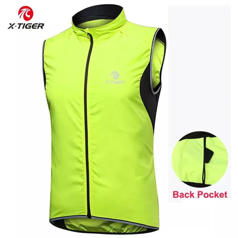 X-TIGER Giacca da ciclismo Giacca da bici MTB antivento Gilet senza maniche Giacca da ciclismo all'aperto Maglie da bici riflettenti antipioggia