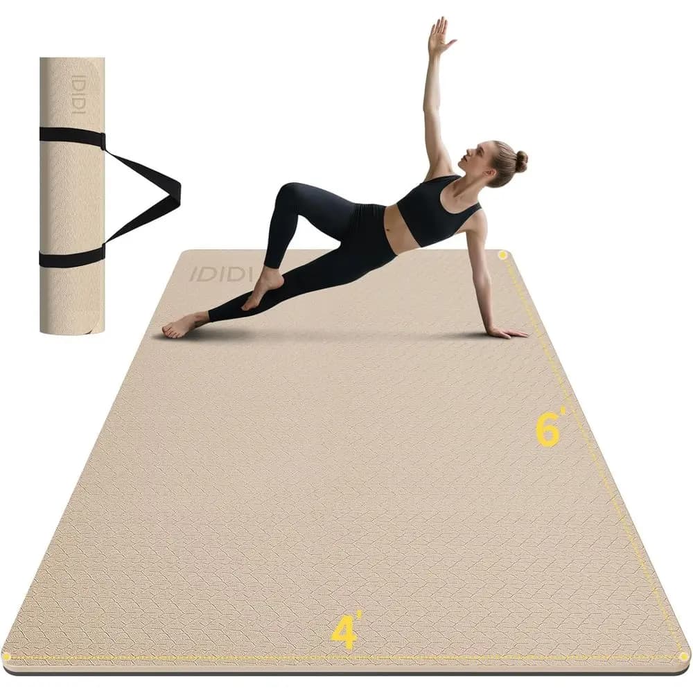 Tappetino Yoga Extra Spesso e Largo - 6'x4' Antiscivolo per Uomini e Donne, Ecologico, Ideale per Allenamenti a Casa, Yoga e Pilates