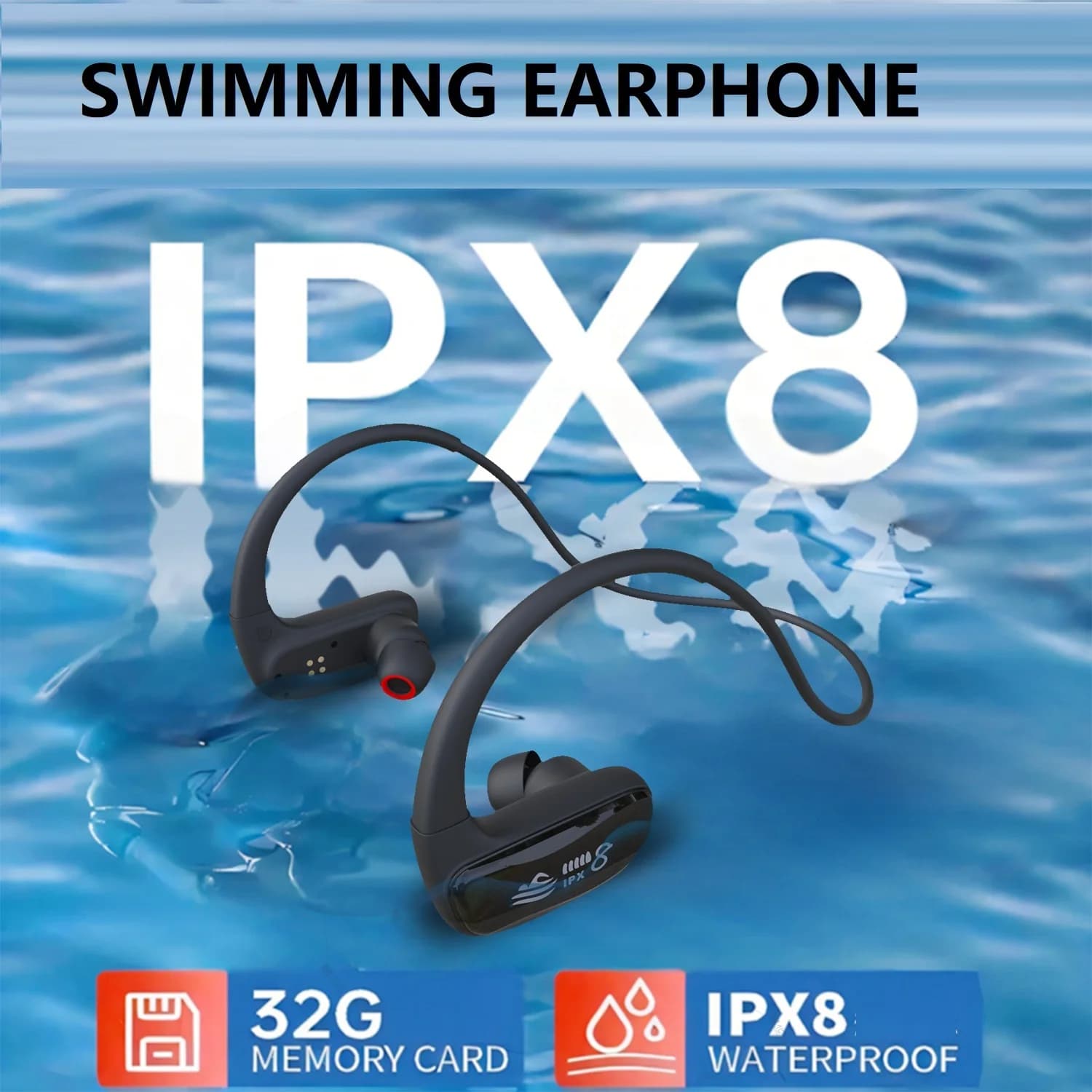 Auricolare da nuoto 16/32GB Lettore musicale MP3 Cuffie Bluetooth IPX8 Impermeabile Subacqueo Suono HD Auricolari sportivi professionali