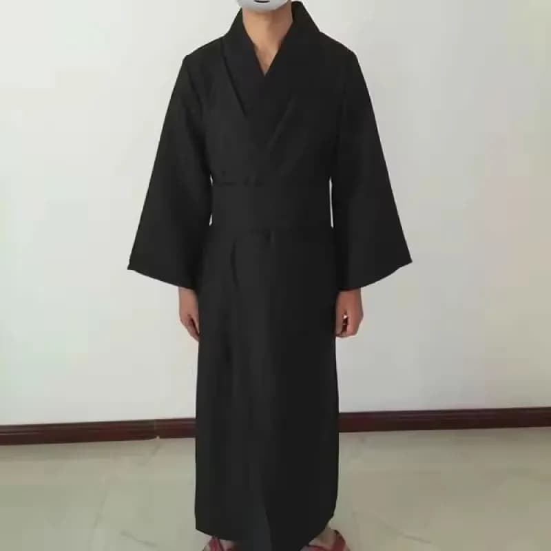 Kimono tradizionale giapponese da samurai per uomo Yukata Accappatoio Hekoobi Stile allentato Sauna Indossare Homewear Cintura Abito lungo in cotone