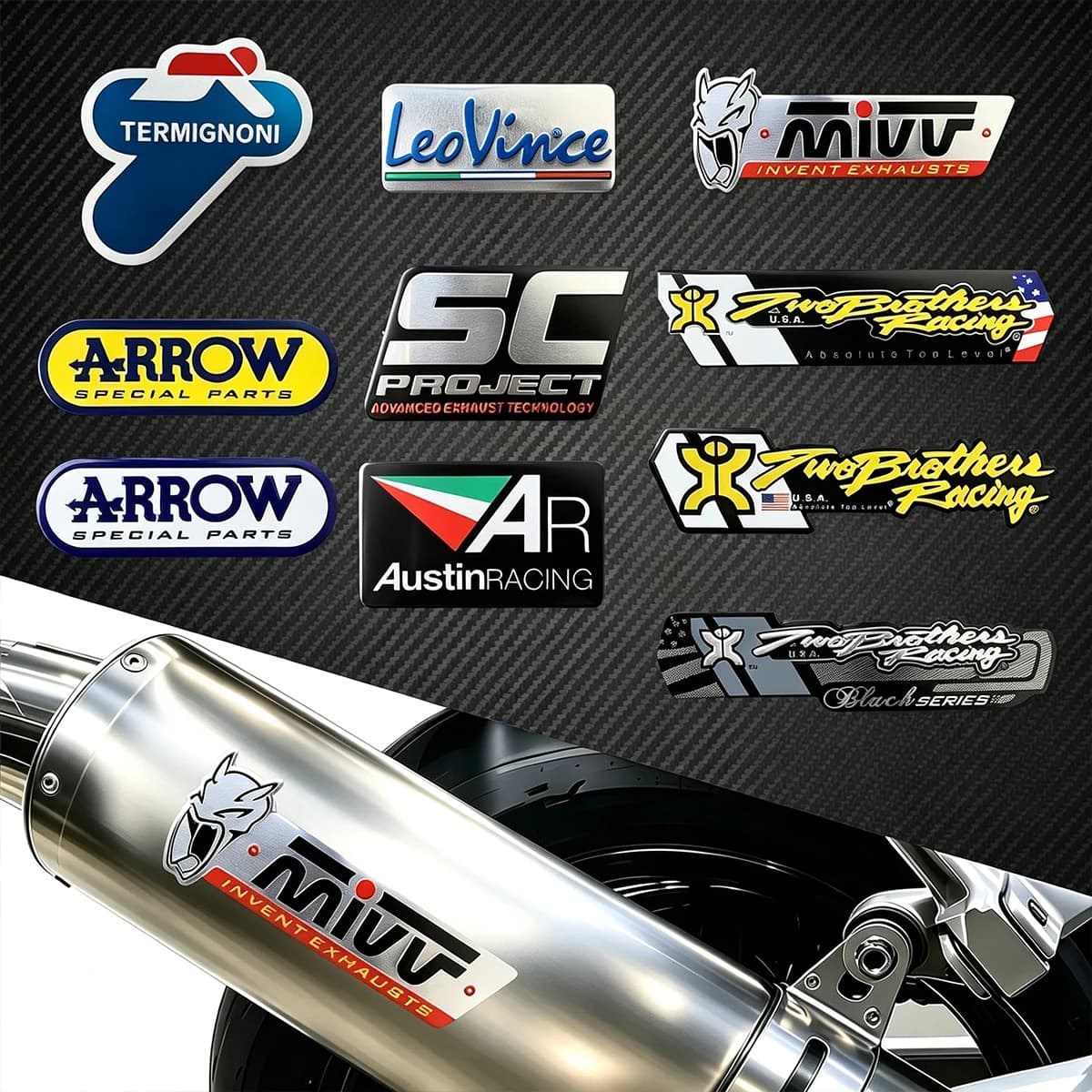 3D Aluminum Heat Resistant Stickers Motorcycle Exhaust Pipes Pipe Sticker High Temperature Resistance Muffler Decals for Arrow