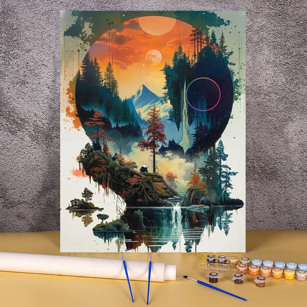 1pc frameless Painting By Numbers For Adult Kit Mountain Forest DIY Dropshipping Canvas Oil Paint By Number Home Decor Landscape