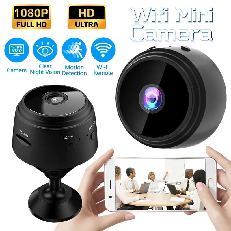 Telecamera di Sicurezza Mini Wireless WiFi 1080P HD per Interni con Visione Notturna, Rilevamento Movimento, Sorveglianza Segreta, Protezione Domestica SmartCamera
