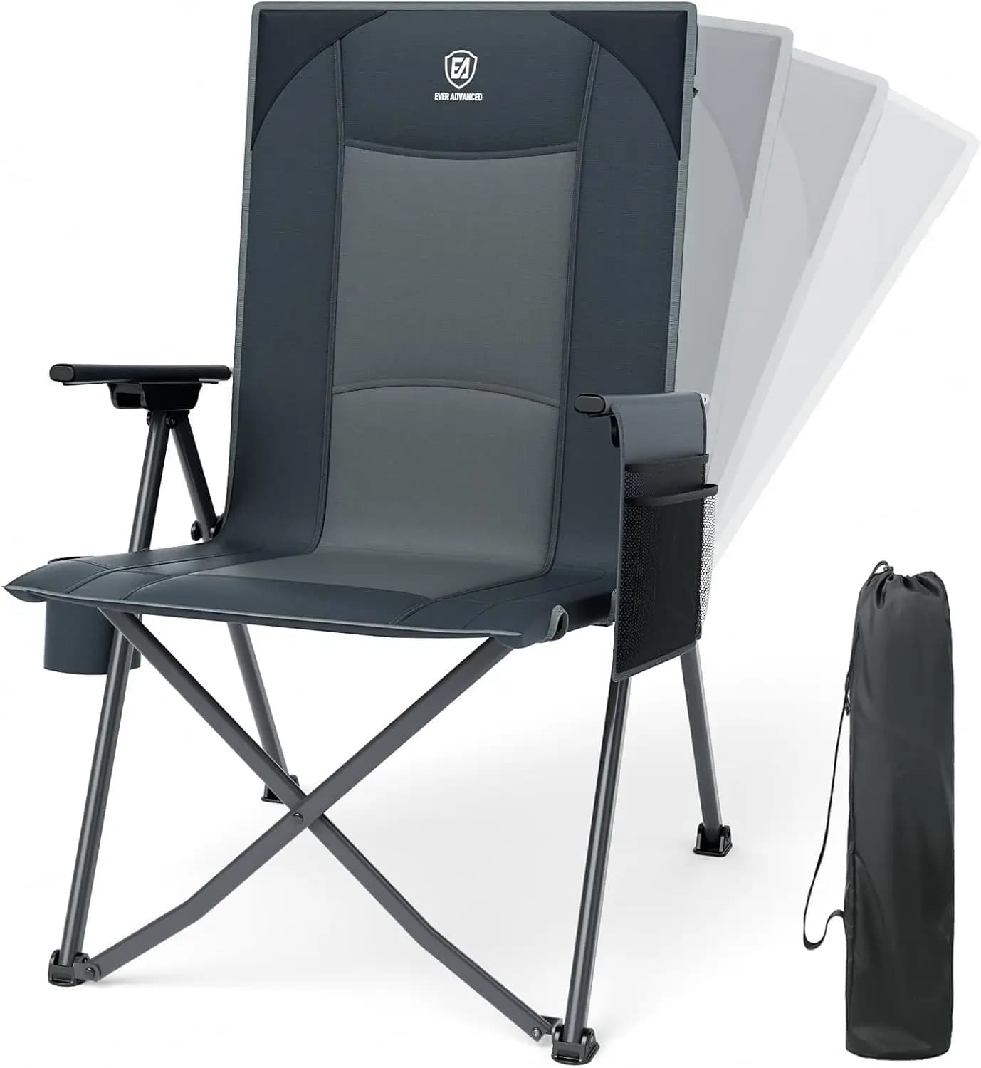 Sedia Reclinabile Pieghevole Leggera con Schienale Regolabile, 4 Livelli di Reclinazione, Portatile per Patio e Balcone, Supporta fino a 158 kg, Grigia