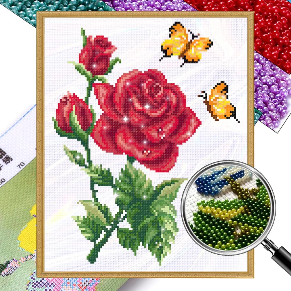 Perline da ricamo parziale stampate kit punto croce fiore 9CT decorazioni per la casa 30 * 35 cm