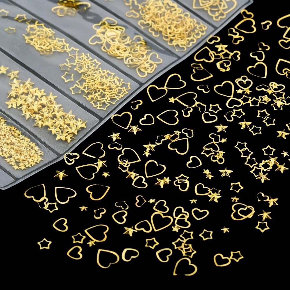 Mix Glitter Struttura in metallo Oro Nail Art Stampi in resina epossidica UV Materiali di riempimento per gioielli per artigianato fai da te Gioielli Unghie Accessori