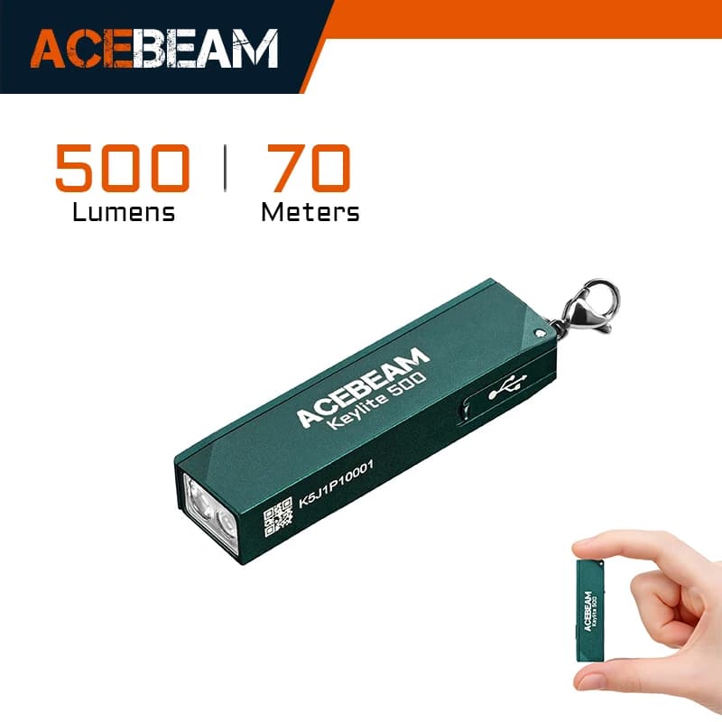 ACEBEAM Keychain Flashlight Keylite 500 EDC Rechargeable Flashlights With Self Defense Strobe Mode Dual LED Light Camping Work