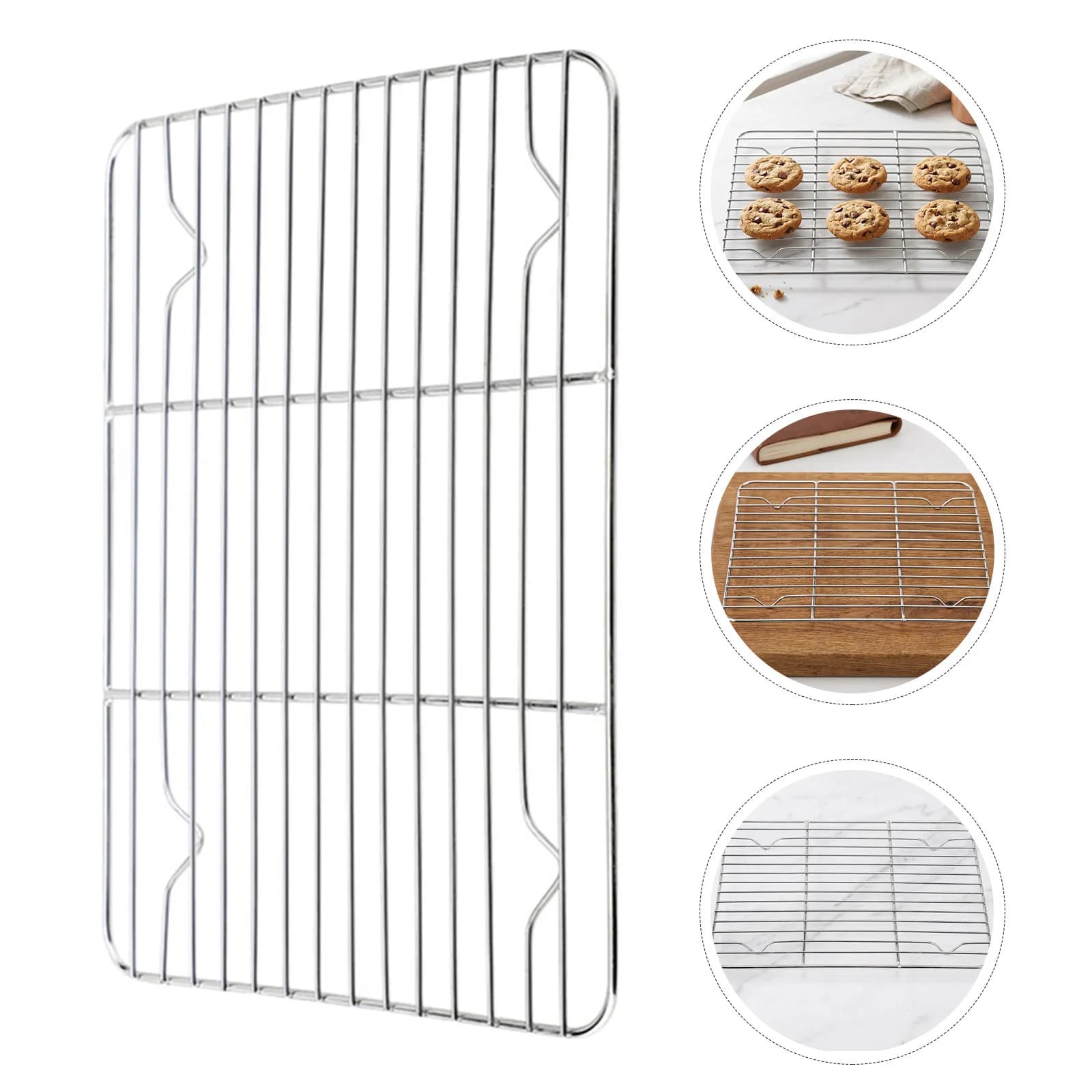 2Pcs Baking Cooling Rack Stainless Steel Wire Cooking Mesh Oven Air Fryer Steamer Grilling Drying Rack Dishwasher Safe