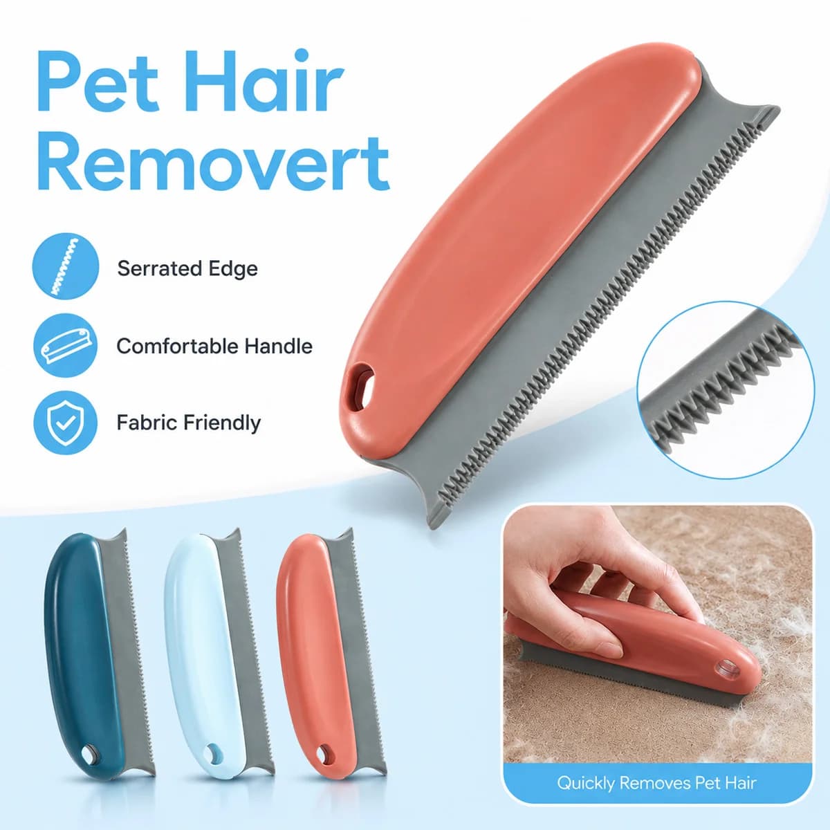 1PC Portable Pet Hair Remover Brush Reusable Carpet Scraper Fur Rake For Couch Sofa Rug Blanket Car Seat Dog Cat Cleaning Tool