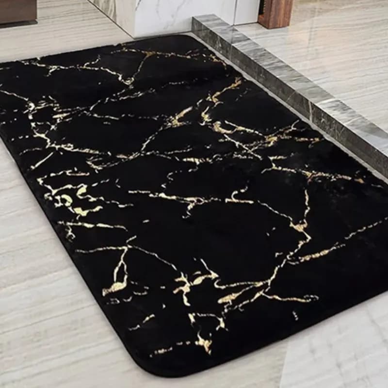 Tappetino da Bagno Antiscivolo in Finta Pelliccia di Coniglio, Nero, 40x60cm 50x80cm 60x90cm 80x120cm, Tappeto per Pavimento del Bagno, Confortevole e Assorbente