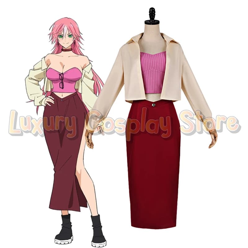 2026 New Anime Marriage Kimie Arashiyama Cosplay Costume Women Pink Tube Top Red Skirt Beige Jacket Set Toxin Halloween Outfit