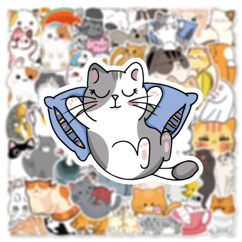 10/30/50PCS Funny Cat MEME Stickers Kawaii Animal Cartoon Decals Decorative Stationery Laptop Phone Case
