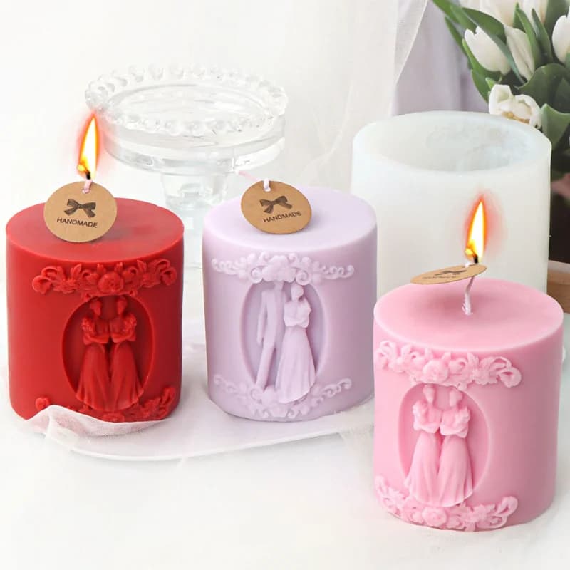 Sposa sposo cilindro in Silicone candela stampo donna maschio sapone resina gesso che fa Set ghiaccio umano cioccolato stampo decorazioni di nozze regali