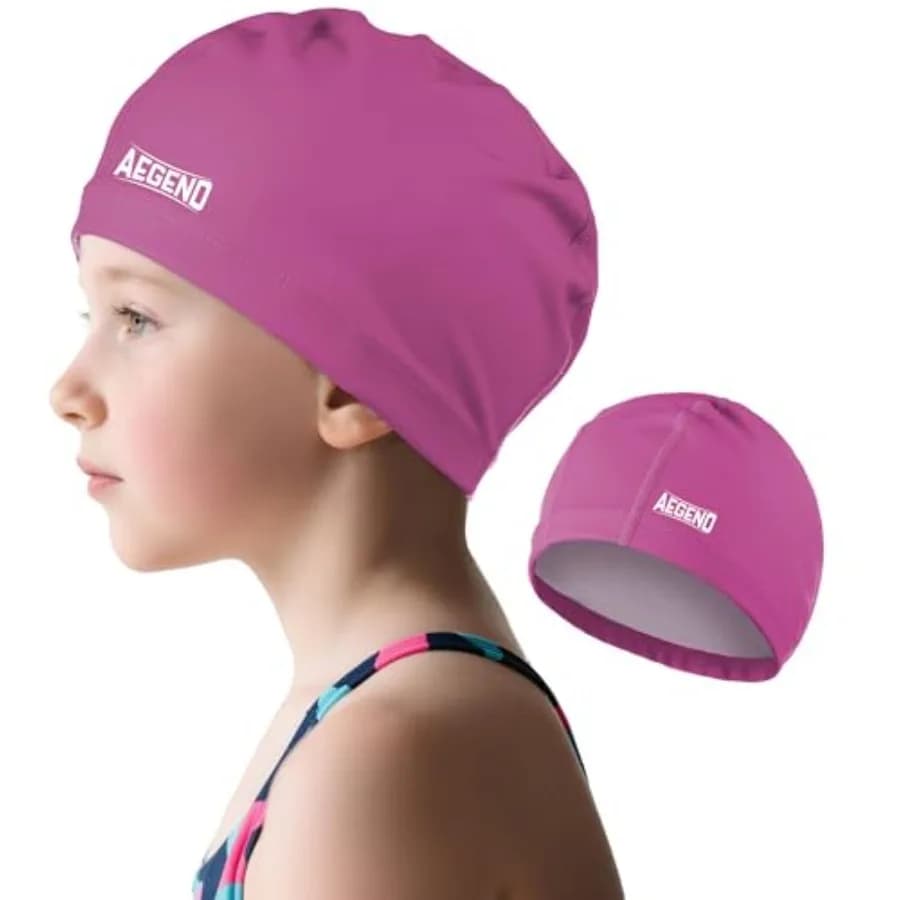 Swim Caps, Fabric Swimming Caps for Girls Boys Long Hair, Soft Comfortable Tear-Free Swim Hat for Toddlers and Ages 3-14
