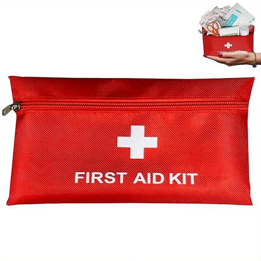 Portable Medical Emergency Bag High Visibility First Aid Pouch For School Home And Car Compact Zippered Storage Case Empty Kit