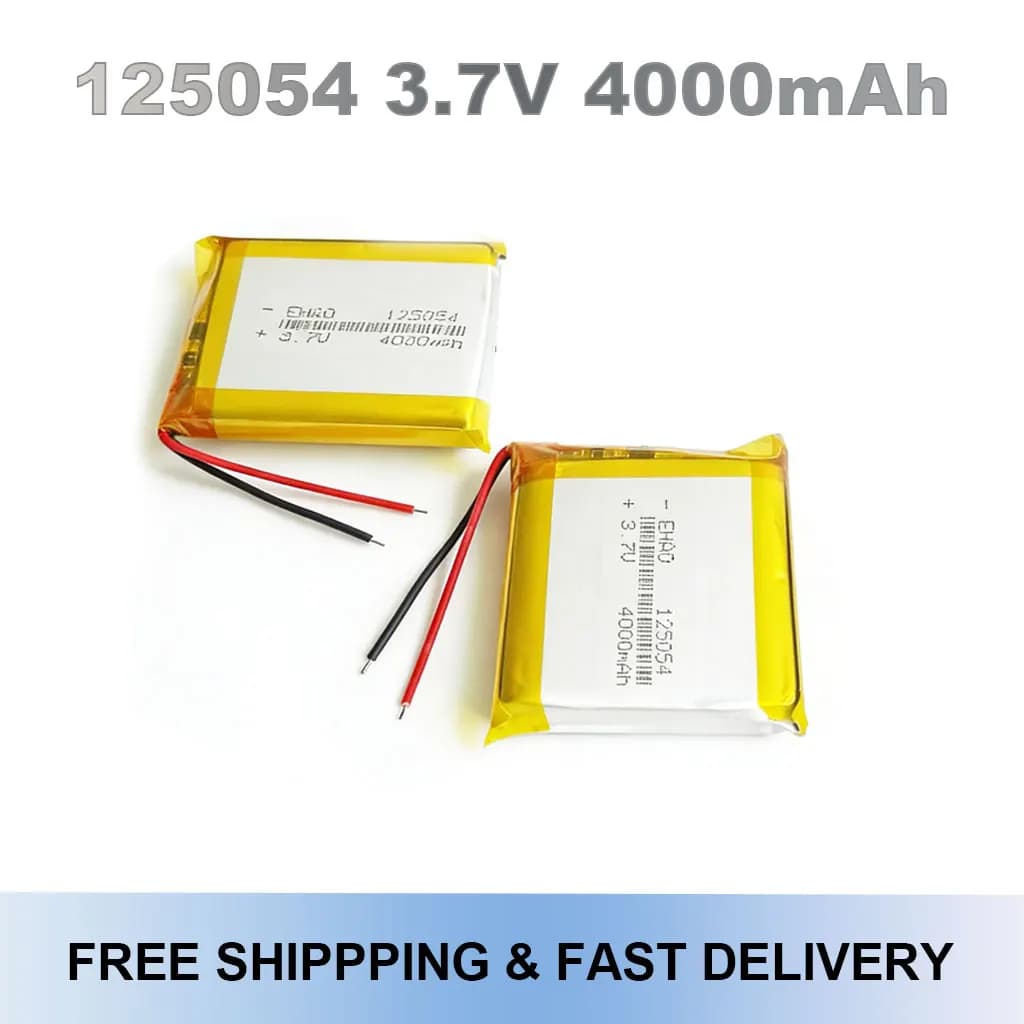 125054 3.7V 4000mAh Lithium Polymer LiPo Rechargeable Battery for GPS PSP Power Bank Tablet PC Speaker Laptop MID DVD PAD