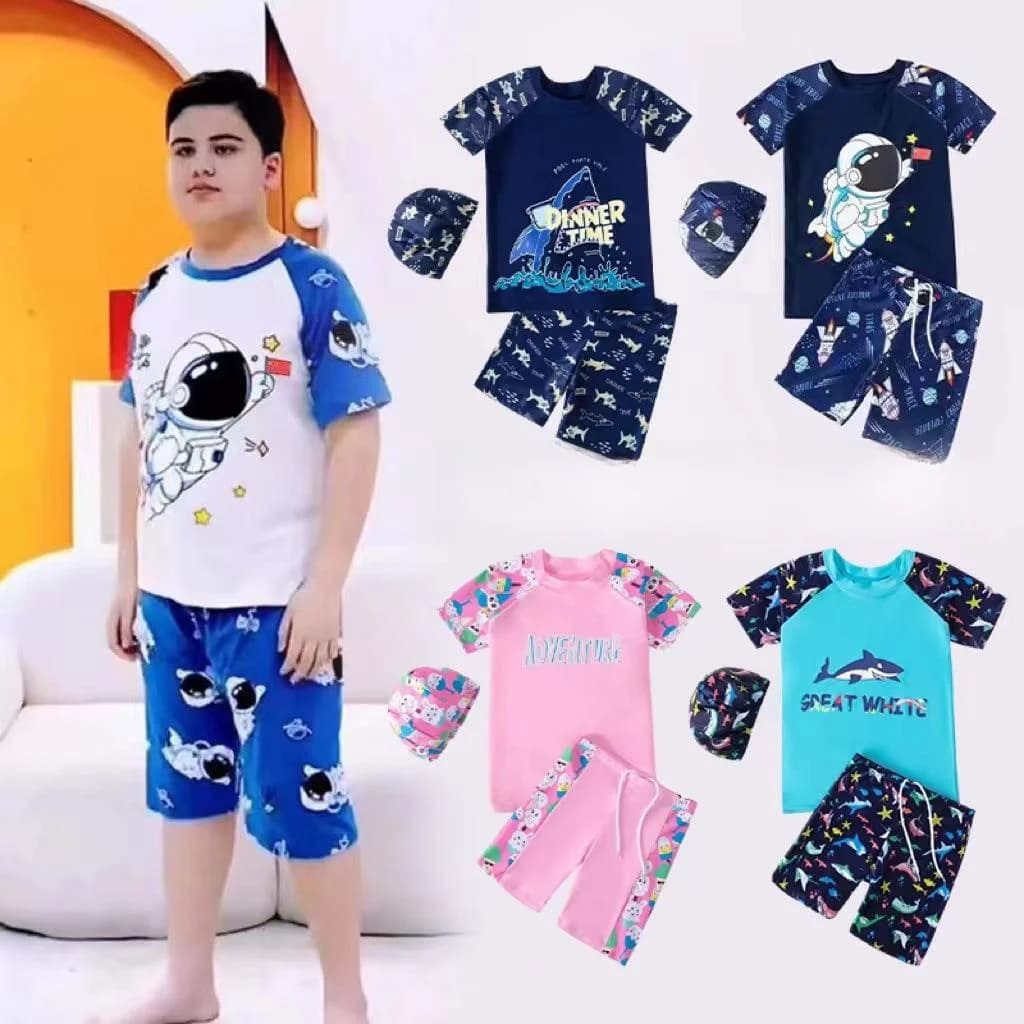Costume da bagno per bambini e ragazzi, taglie medie e grandi, nuovo modello separato, pantaloncini da nuoto per studenti e neonati, con cappello, per bambino