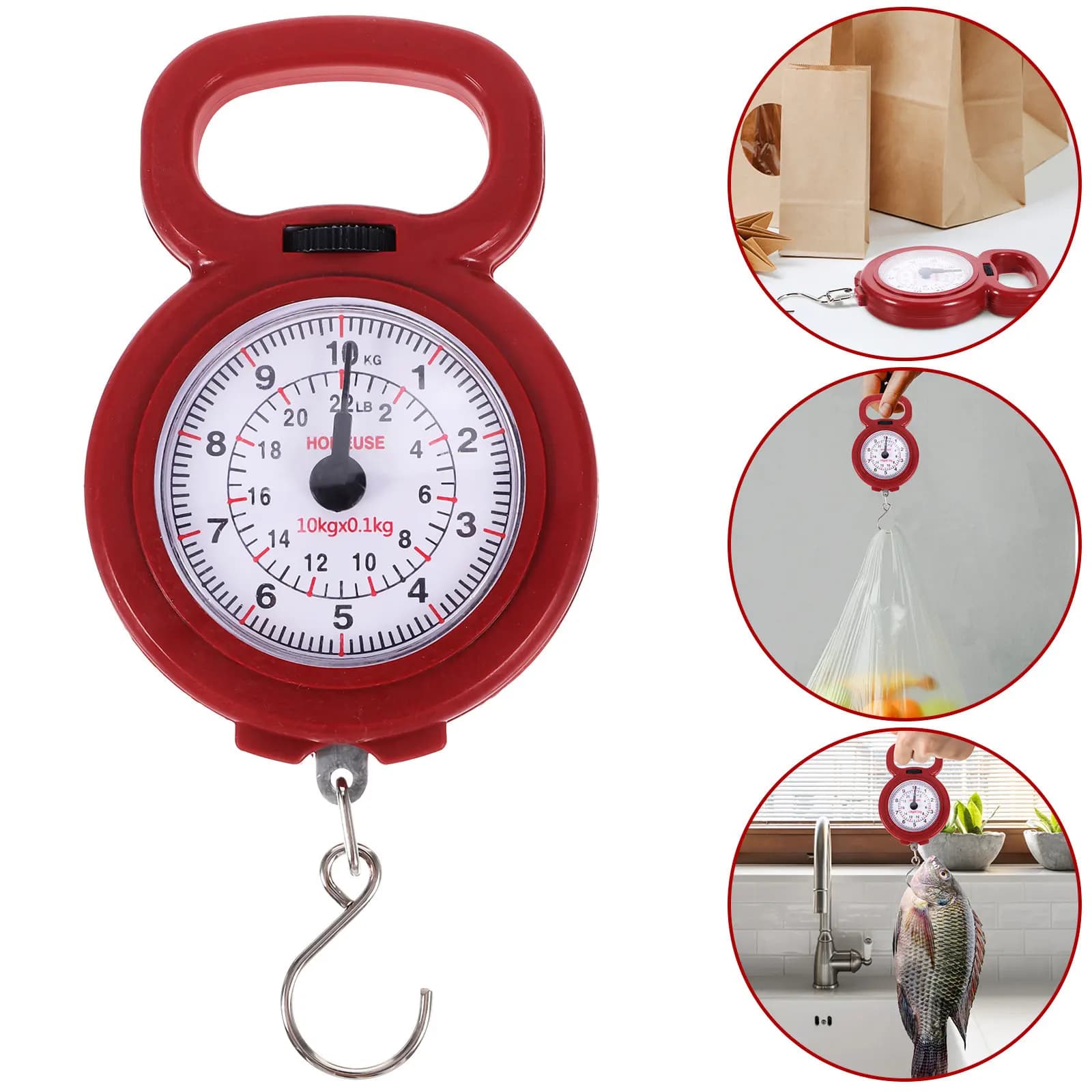 Bilancia Digitale Portatile da Appendere, Alta Precisione, 10Kg, per Cucina, Pesca, Viaggi, Campeggio, Bagagli