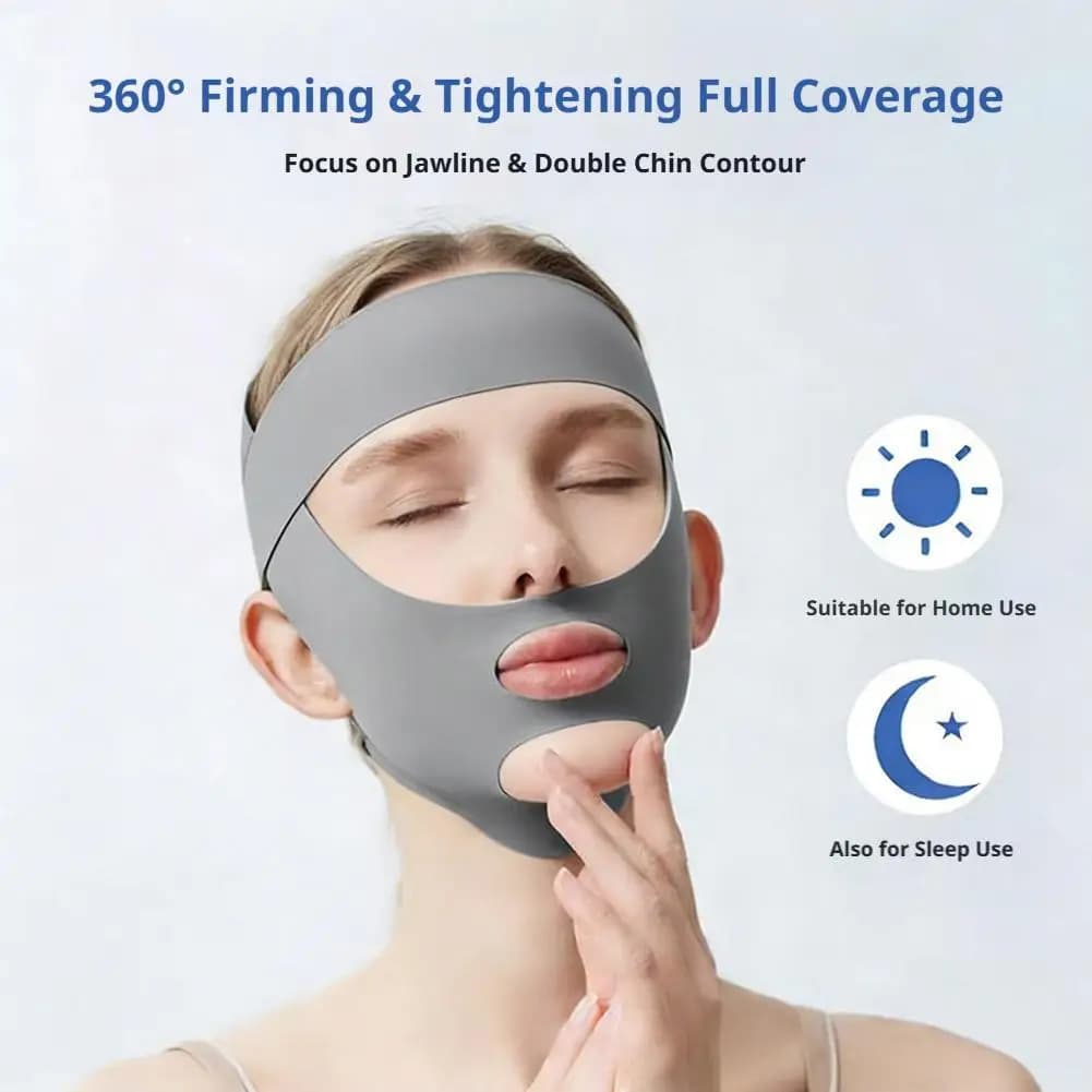 Breathable V-Shape Face Lifting Bandage Tighten & Firm Chin, Reduce Double Chin Anti-Sagging Slimming Strap for Daily Use