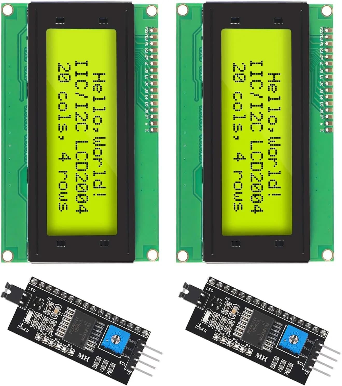 2 pezzi IIC I2C TWI Serial LCD 2004 20x4 modulo retroilluminazione blu con adattatore interfaccia I2C compatibile con Raspberry Pi