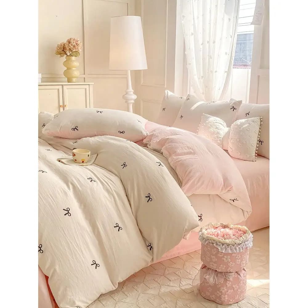 Set di biancheria da letto in poliestere con stampa fresca, lavabile, adatto per dormitorio per ragazzi e ragazze, include 1 copripiumino e 2 federe N