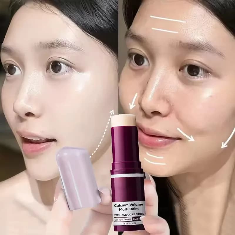 Stick Multi-Balsamo al Calcio per Skincare Coreana, Crema Viso e Occhi, Collagene Idratante Profondo Anti-Rughe, Adatto per Pre-Makeup
