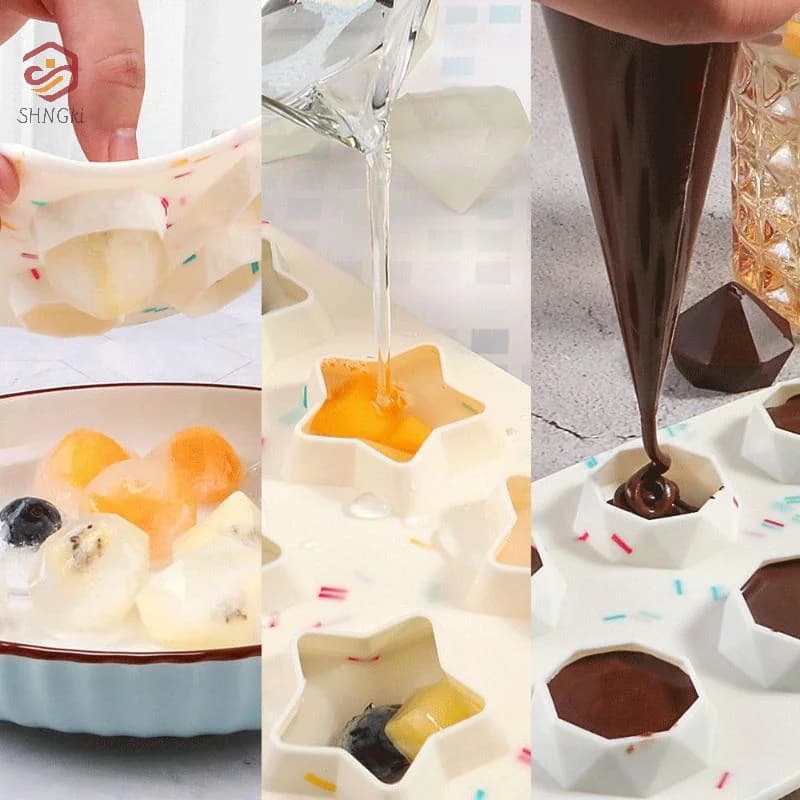 Stampo per ghiaccio a forma di stella e cuore, 1 pezzo, stampi in silicone per cioccolatini e caramelle, vassoi per ghiaccio per bevande refrigerate, vodka e cocktail