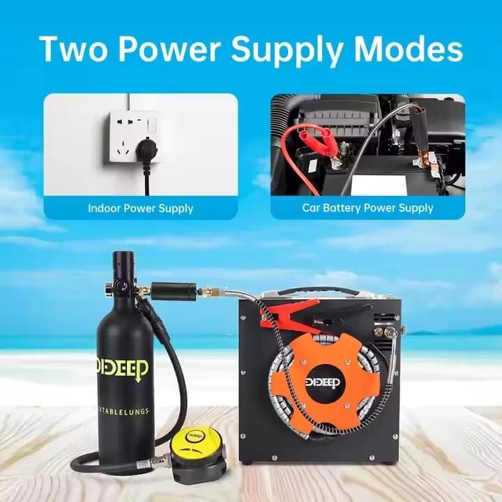 Pompa per Pneumatici Auto in Acciaio Inox e Alluminio 12V/110V/220V, Gonfiatore Portatile per Bombole Subacquee, Gonfiaggio Rapido per SUV e Camper
