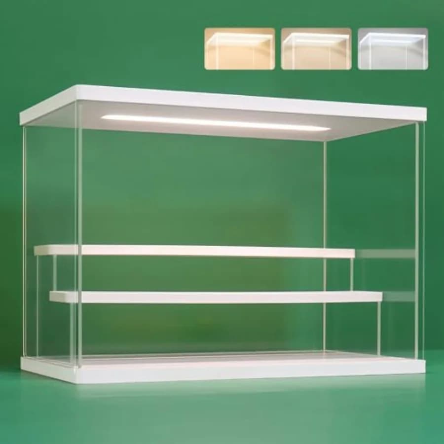 Espositore in Acrilico Trasparente con Luce LED, Vetrina a 2/3/4/5/6 Livelli, Contenitore Antipolvere per Oggetti da Collezione