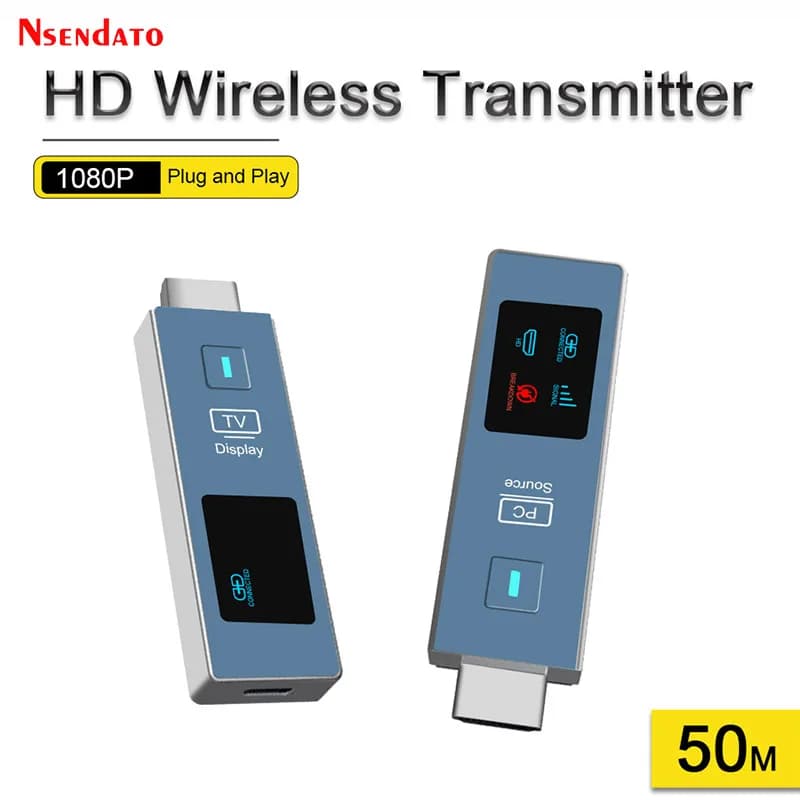 Trasmettitore e Ricevitore Video Audio HDMI Wireless 1080P da 50m, Adattatore per Schermo WiFi TV Stick per Fotocamera e PC a TV