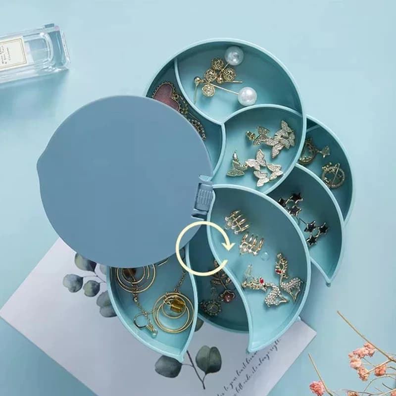 Espositore per Gioielli Multistrato Girevole con Specchio, Scatola Portaoggetti in Plastica per Trucchi