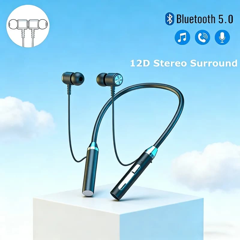 Bluetooth Wireless Headphones with Neck Strap, Waterproof Sports Magnetic Headphones, 5.3 Bluetooth Headphones with Microphone