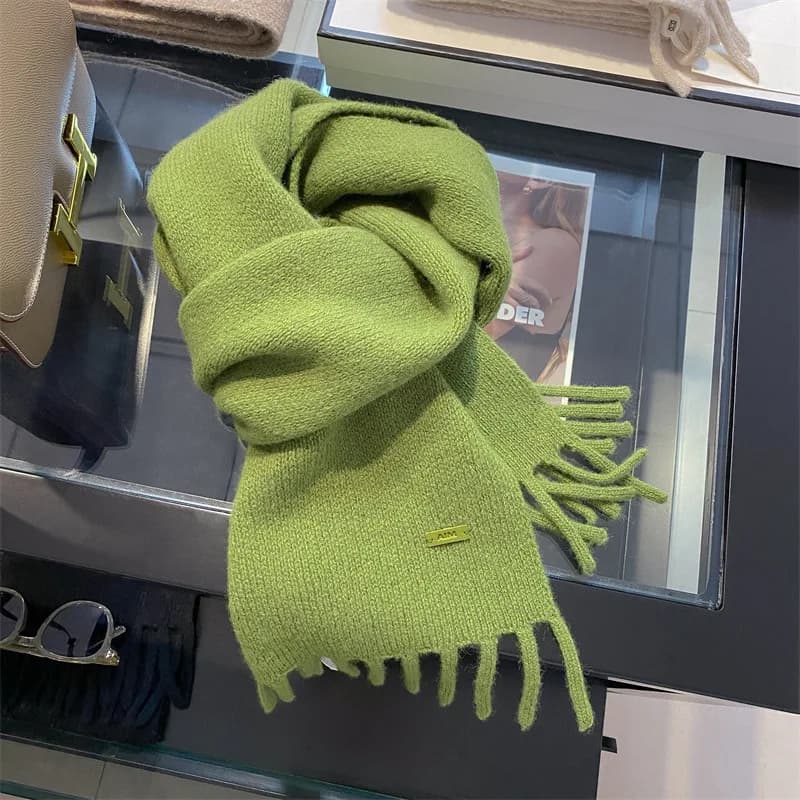 Sciarpa coreana di fascia alta in pura lana morbida al 100% per donna Sciarpa corta soffice e calda per l'inverno in lana lunga